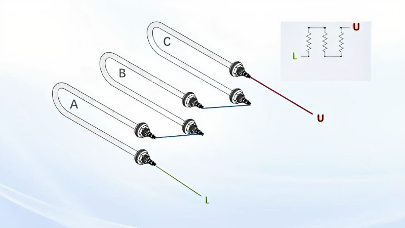 Схемы соединения ТЭНов. Последовательное соединение Схемы соединения ТЭНов. Последовательное соединение