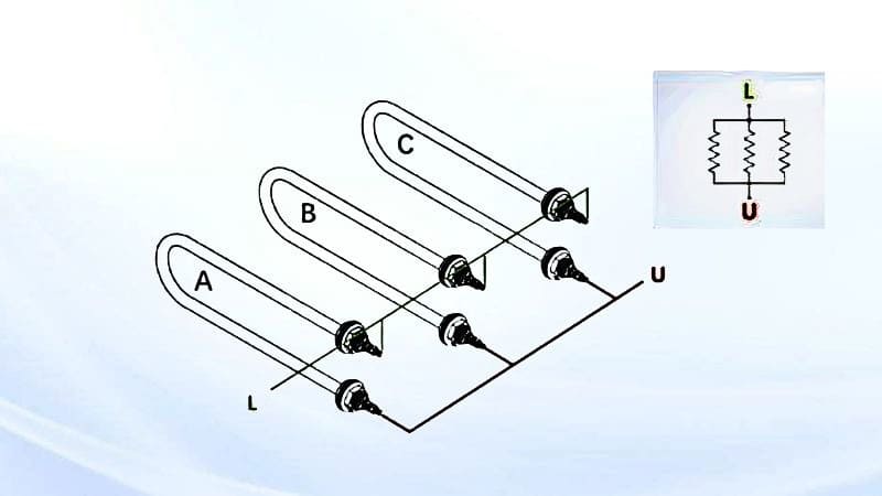 Схемы соединения ТЭНов. Параллельное соединение Схемы соединения ТЭНов. Параллельное соединение