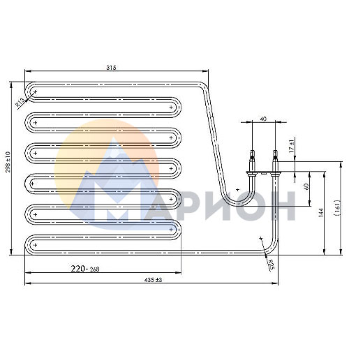 ТЭН для печи Харвия-К ZSP-255, 3000Вт. ТЭН для печи Харвия-К ZSP-255, 3000Вт.